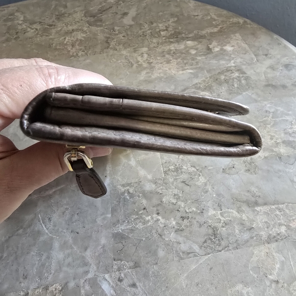 Prada Authentic Calf Skin Leather Ribbon Gray Brown Taupe Wallet - Picture 9 of 12